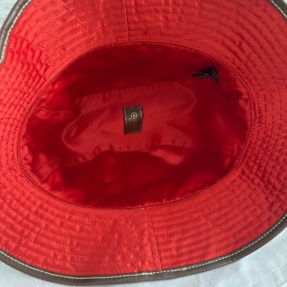 Authentic Coach Canvas Monogrammed Beige Orange Bucket Hat Womens M/L Host Pick - Picture 4 of 6